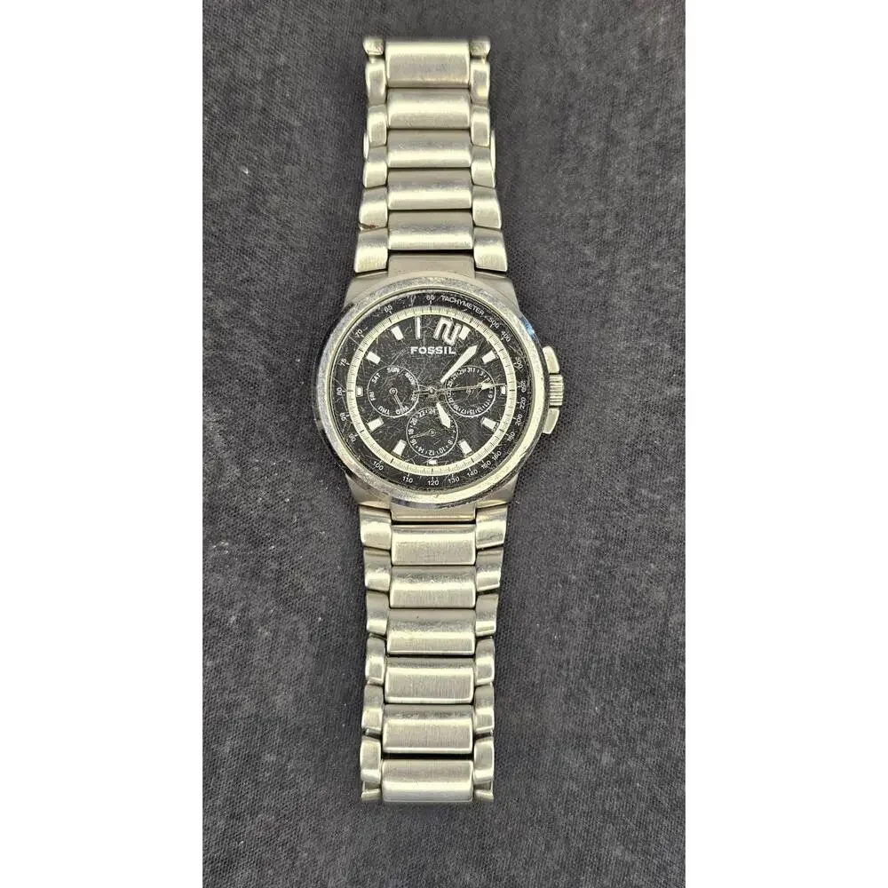 FOSSIL Arkitekt FS 4125 Men's Analog WristWATCH Calendar Stainless Steel As Is